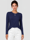 Women's Long Sleeve Crew Neck Shirt Soft Tri-blend Cotton Performance Tee