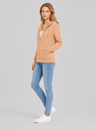 YUCOLEN Women's Fleece Lined Zip Up Hoodie Lightweight Athletic Hooded Sweatshirt in Apricot