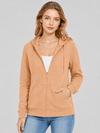 YUCOLEN Women's Fleece Lined Zip Up Hoodie Lightweight Athletic Hooded Sweatshirt in Apricot