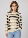 YUCOLEN Women's Striped Crewneck Sweater Soft Knit Casual Loose Fit Pullover for Fall Winter in Apricot