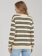 YUCOLEN Women's Striped Crewneck Sweater Soft Knit Casual Loose Fit Pullover for Fall Winter in Apricot
