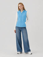 YUCOLEN Women's Full Zip Fleece Vest Anti-Static Sleeveless Jacket with Pockets in Aqua Blue