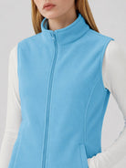 YUCOLEN Women's Full Zip Fleece Vest Anti-Static Sleeveless Jacket with Pockets in Aqua Blue