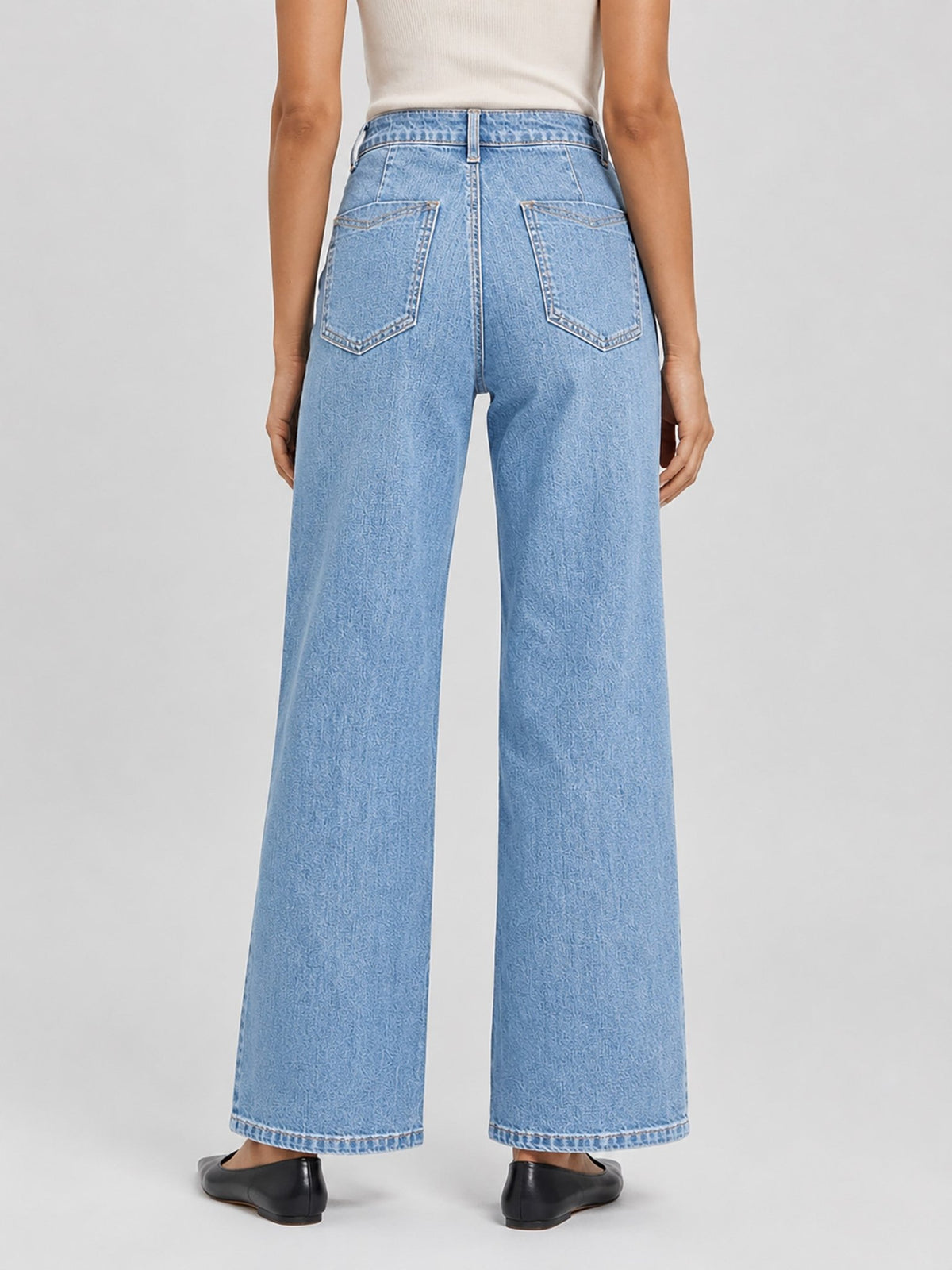 YUCOLEN Women's High Waisted Straight Leg Stretchy Denim Jeans with Pockets in Aqua Blue