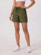 YUCOLEN Women 5 Inch Water Resistant Hiking Shorts UPF 50 Plus Quick Dry Golf Shorts with Zipper Pockets in Army Green