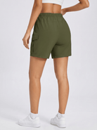 YUCOLEN Women's 5 Inch Quick Dry Hiking Cargo Shorts UPF 50 Plus Lightweight Athletic Shorts in Army Green