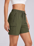 YUCOLEN Women's 5 Inch Quick Dry Hiking Cargo Shorts UPF 50 Plus Lightweight Athletic Shorts in Army Green