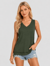 YUCOLEN Women's Lightweight Sleeveless Tank Top - Stretch Workout Shirt in Army Green
