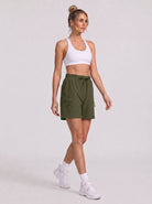 YUCOLEN Women's Quick Dry Hiking Cargo Shorts UPF 50 Plus Lightweight 5 Inch Athletic Shorts in Army Green