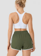 YUCOLEN Womens Quick Dry Running Shorts with Pockets Lightweight Athletic Fit in Army Green