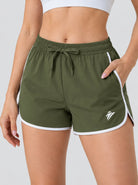 YUCOLEN Womens Quick Dry Running Shorts with Pockets Lightweight Athletic Fit in Army Green