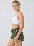 YUCOLEN Womens Quick Dry Running Shorts with Pockets Lightweight Athletic Fit in Army Green