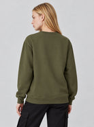 YUCOLEN Womens Warm Fleece Crewneck Sweatshirt with Zip Pockets in Army Green