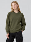 YUCOLEN Womens Warm Fleece Crewneck Sweatshirt with Zip Pockets in Army Green