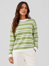 Women's Striped Crewneck Sweater Soft Knit Casual Loose Fit Pullover for Fall Winter