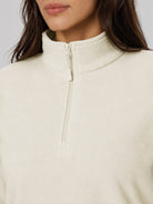 YUCOLEN Women's Quarter Zip Polar Fleece Pullover Lightweight Warm Sweatshirt in Beige