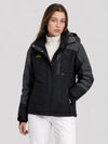 YUCOLEN Women's Waterproof Ski Jacket Fleece Lined Insulated Snow Coat with Detachable Hood in Black Grey