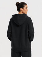YUCOLEN Unisex Oversized Cotton Fleece Hoodie with Kangaroo Pocket in Black
