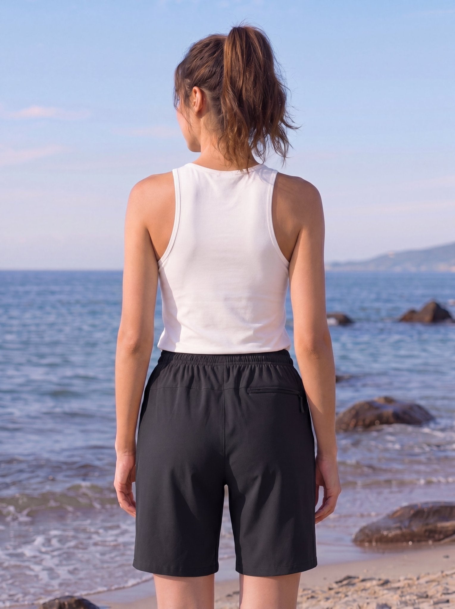 YUCOLEN Women 8 Inch Inseam Hiking Shorts - Water Resistant Quick Dry Golf Shorts with Zipper Pockets in Black