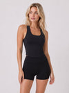 YUCOLEN Women Crop Workout Tank Top with Built in Bra Padded Racerback Yoga Top in Black