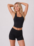 YUCOLEN Women Crop Workout Tank Top with Built in Bra Padded Racerback Yoga Top in Black
