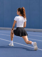 YUCOLEN Women High Waisted Pleated Tennis Skort - Pickleball Golf Skirt with Pockets in Black