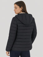 YUCOLEN Women Lightweight Hooded Jacket Water-Resistant Quilted Outdoor Coat in Black