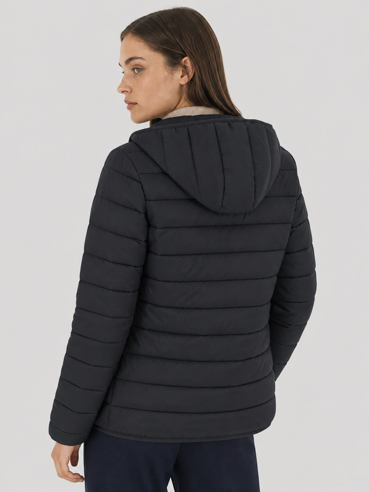 YUCOLEN Women Lightweight Hooded Jacket Water-Resistant Quilted Outdoor Coat in Black