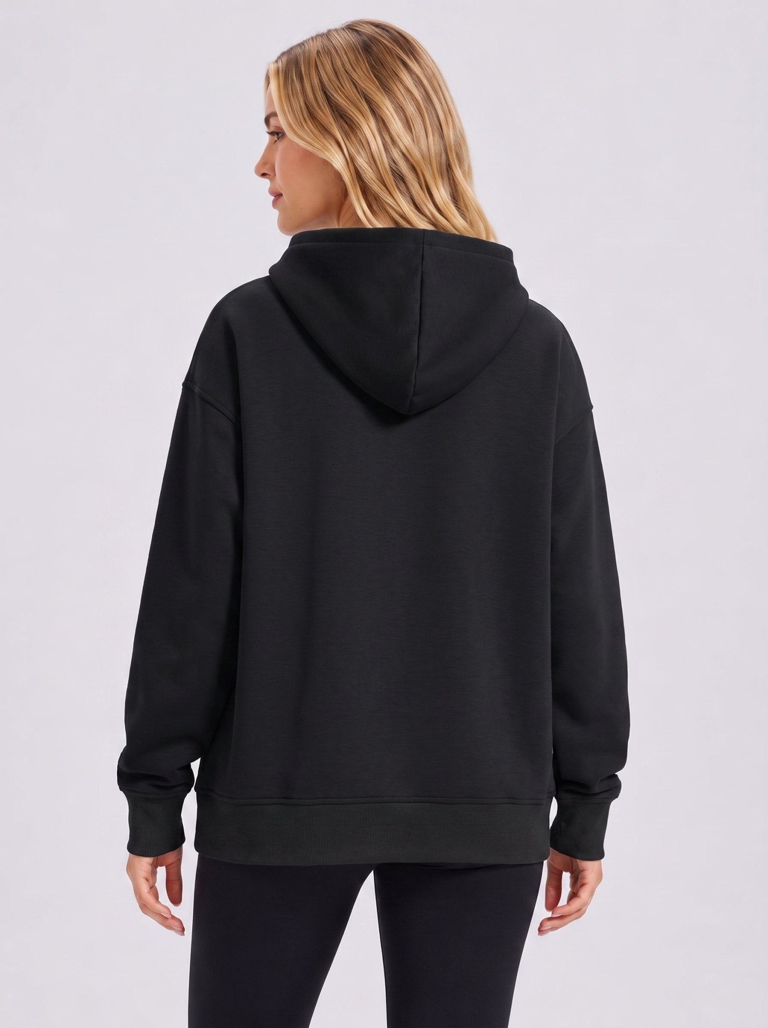 YUCOLEN Women Oversized Fleece Hoodie Loose Pullover Sweatshirt with Thumb Holes in Black