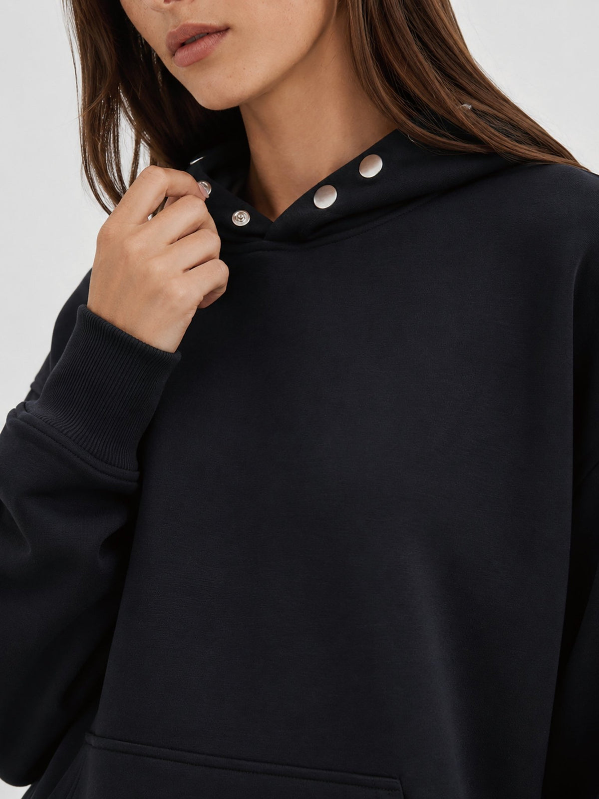 YUCOLEN Women Oversized Fleece Hoodie Loose Pullover Sweatshirt with Thumb Holes in Black