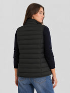YUCOLEN Women's 270g Lightweight Down Quilted Puffer Vest Windproof Sleeveless Jacket in Black