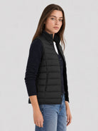 YUCOLEN Women's 270g Lightweight Down Quilted Puffer Vest Windproof Sleeveless Jacket in Black