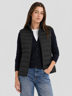 YUCOLEN Women's 270g Lightweight Down Quilted Puffer Vest Windproof Sleeveless Jacket in Black