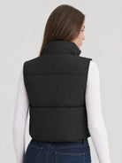 YUCOLEN Women's Cropped Puffer Vest Lightweight Sleeveless Quilted Bubble Gilet in Black