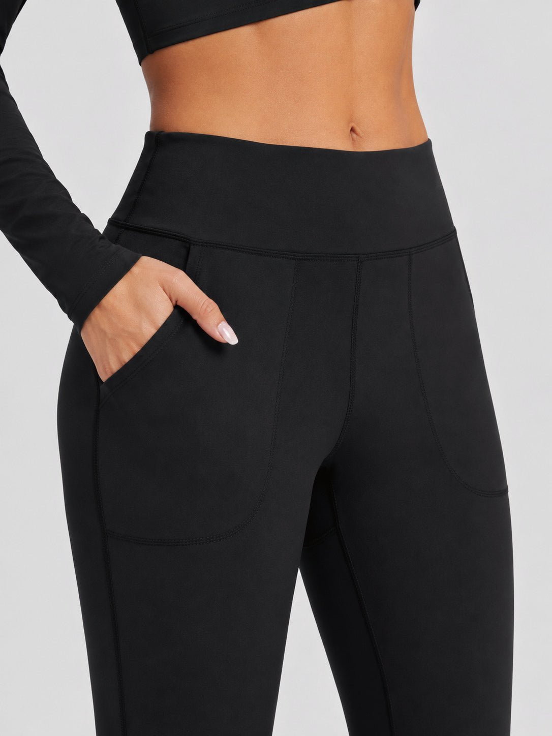 YUCOLEN Women's Flare Yoga Pants Foldover High Waist Bootcut Leggings with Pockets in Black