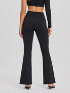 YUCOLEN Women's Flare Yoga Pants Foldover High Waist Bootcut Leggings with Pockets in Black