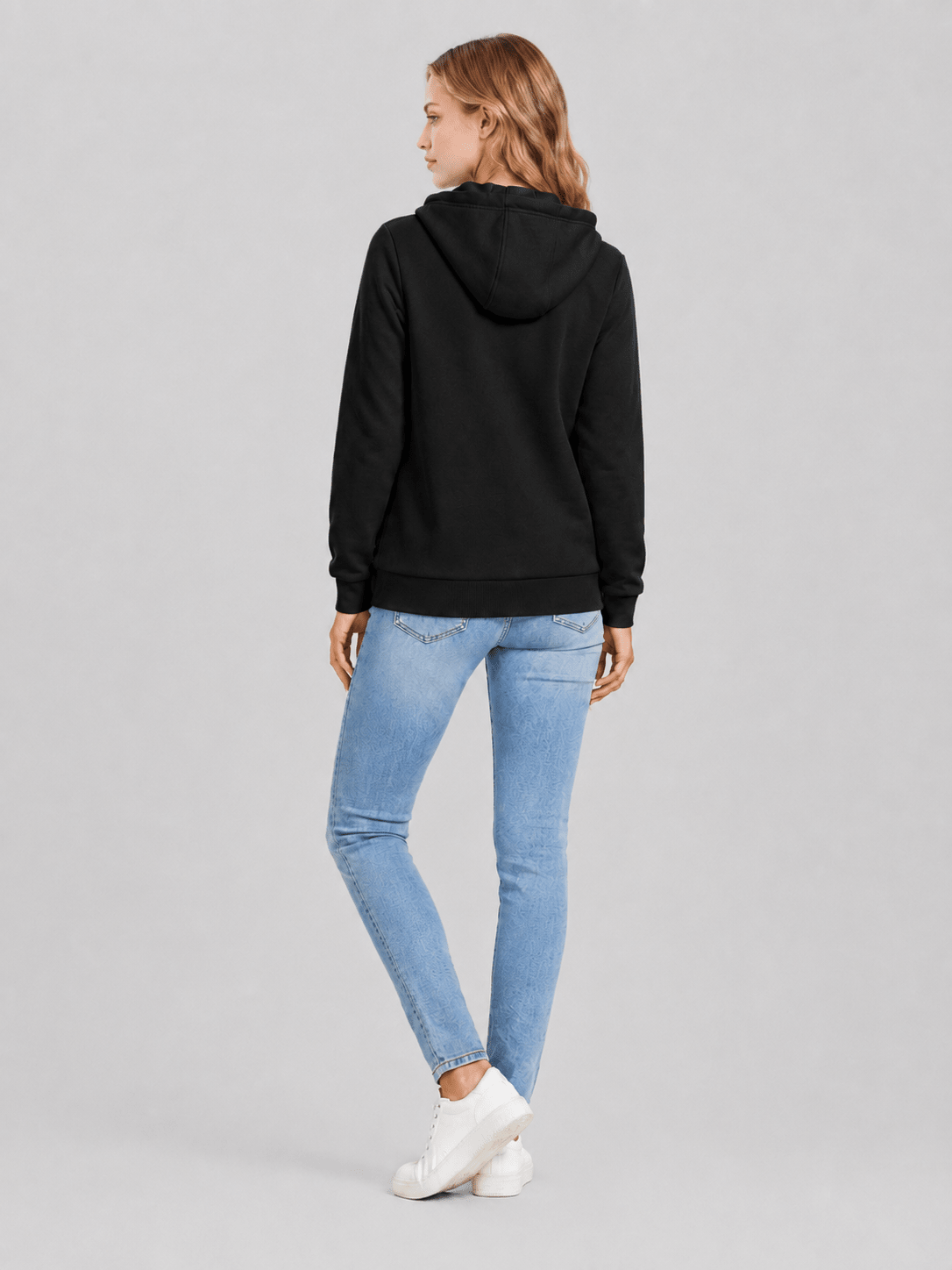 YUCOLEN Women's Fleece Lined Zip Up Hoodie Lightweight Athletic Hooded Sweatshirt in Black