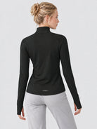 YUCOLEN Women's Fleece Quarter Zip Pullover for Running & Golf in Black