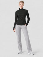 YUCOLEN Women's Fleece Quarter Zip Pullover for Running & Golf in Black