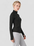YUCOLEN Women's Fleece Quarter Zip Pullover for Running & Golf in Black
