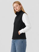 YUCOLEN Women's Full Zip Fleece Vest Anti-Static Sleeveless Jacket with Pockets in Black