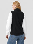 YUCOLEN Women's Full Zip Fleece Vest Anti-Static Sleeveless Jacket with Pockets in Black