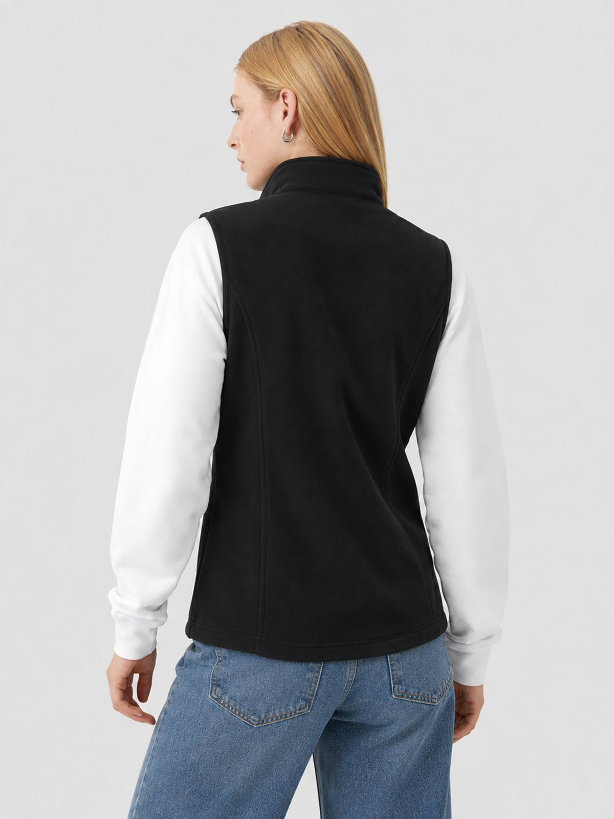 YUCOLEN Women's Full Zip Fleece Vest Anti-Static Sleeveless Jacket with Pockets in Black