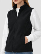 YUCOLEN Women's Full Zip Fleece Vest Anti-Static Sleeveless Jacket with Pockets in Black