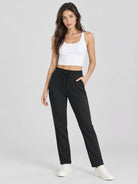 YUCOLEN Women's Heavyweight Water Resistant Sherpa Lined Sweatpants for Winter Snow in Black