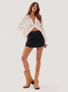 YUCOLEN Women's High Waisted Denim Skort Stretch Jean Skirt with Inner Shorts in Black