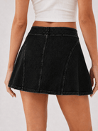 YUCOLEN Women's High Waisted Denim Skort Stretch Jean Skirt with Inner Shorts in Black
