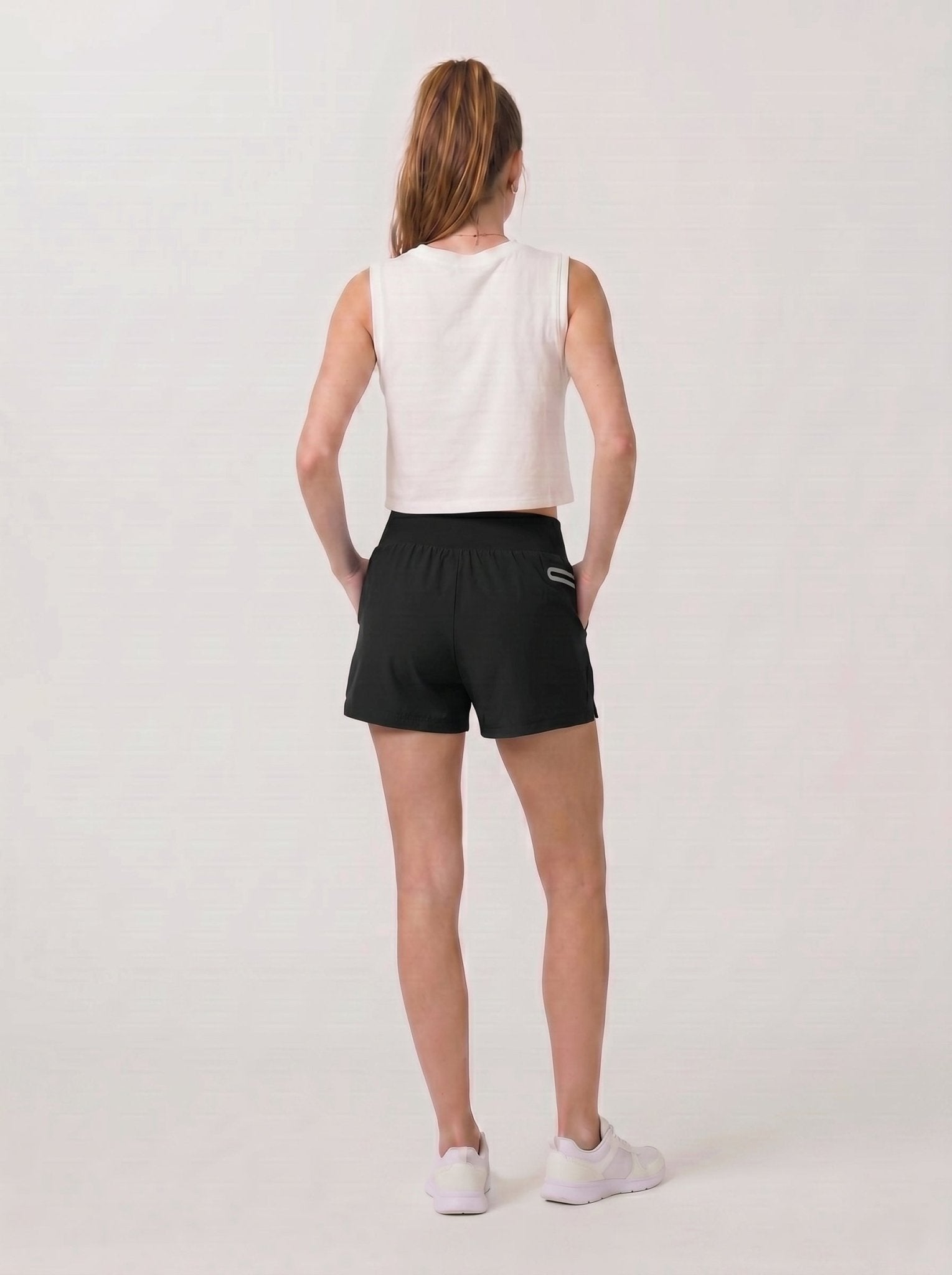 YUCOLEN Women's High Waisted Lightweight Running Shorts - Stretch Workout Shorts in Black