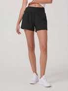 YUCOLEN Women's High Waisted Lightweight Running Shorts - Stretch Workout Shorts in Black