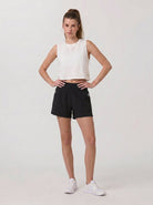 YUCOLEN Women's High Waisted Lightweight Running Shorts - Stretch Workout Shorts in Black